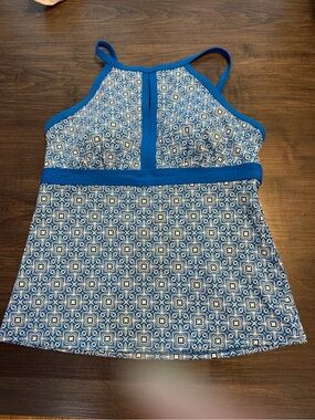 Lands' End Blue and White Patterned Swimwear Top - never worn